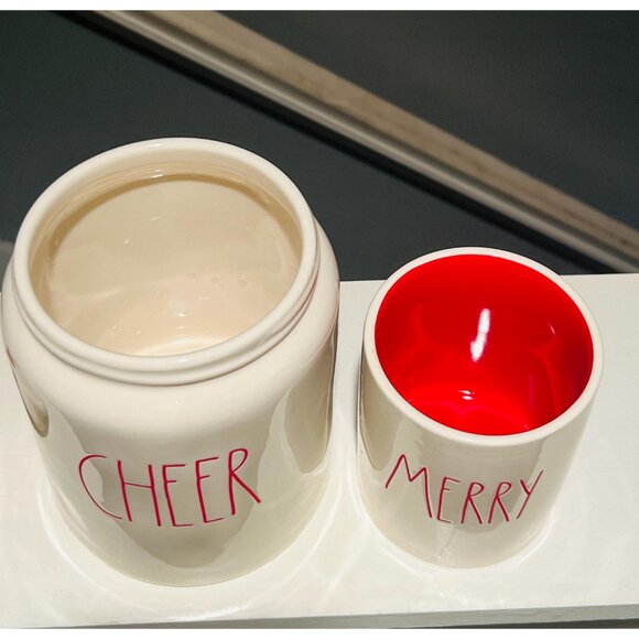 Rae Dunn Christmas Canisters –“CHEER” & “MERRY” Red Holiday Kitchen Decor Bundle - Picture 5 of 9
